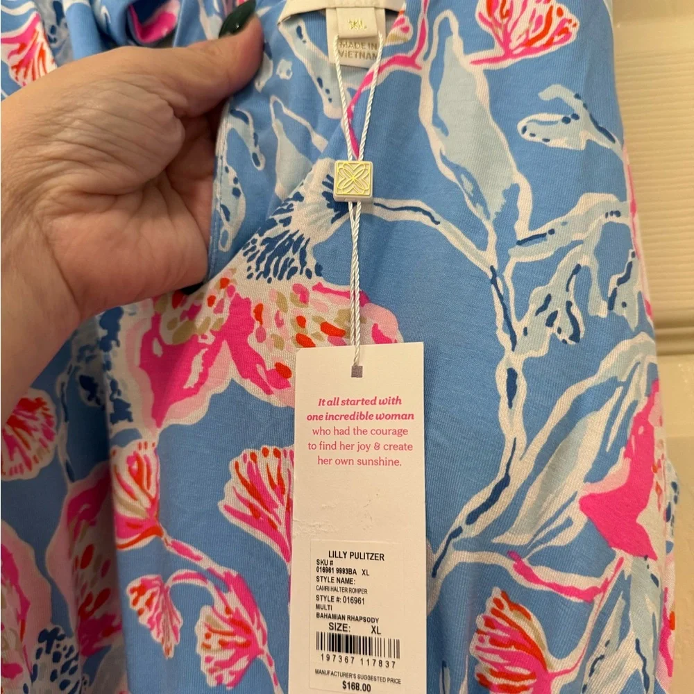 NWT Lilly Pulitzer Blue and Pink Floral Dress, XL - Picture 3 of 5